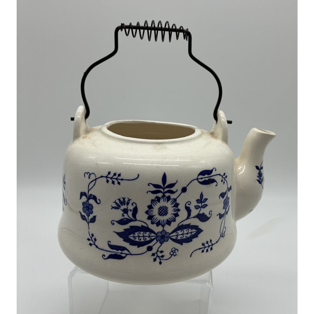Nevco Porcelain Blue Onion Teapot - Made in Japan Broken Lid
